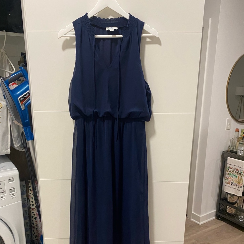 Francesca’s navy sleeveless maxi dress. Size M.